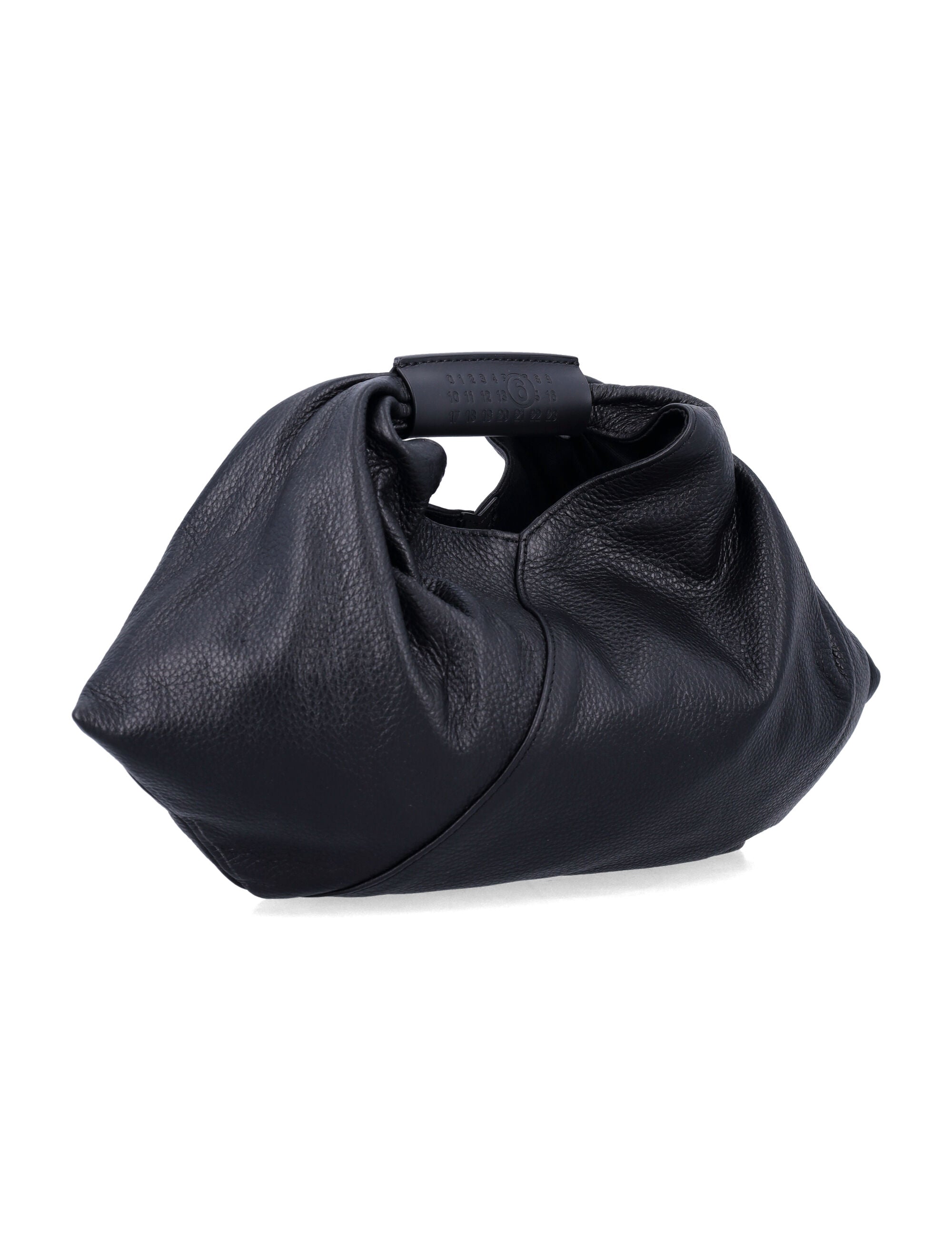 MM6 Grainy Leather Japanese Bag Black Calf Lining Tote