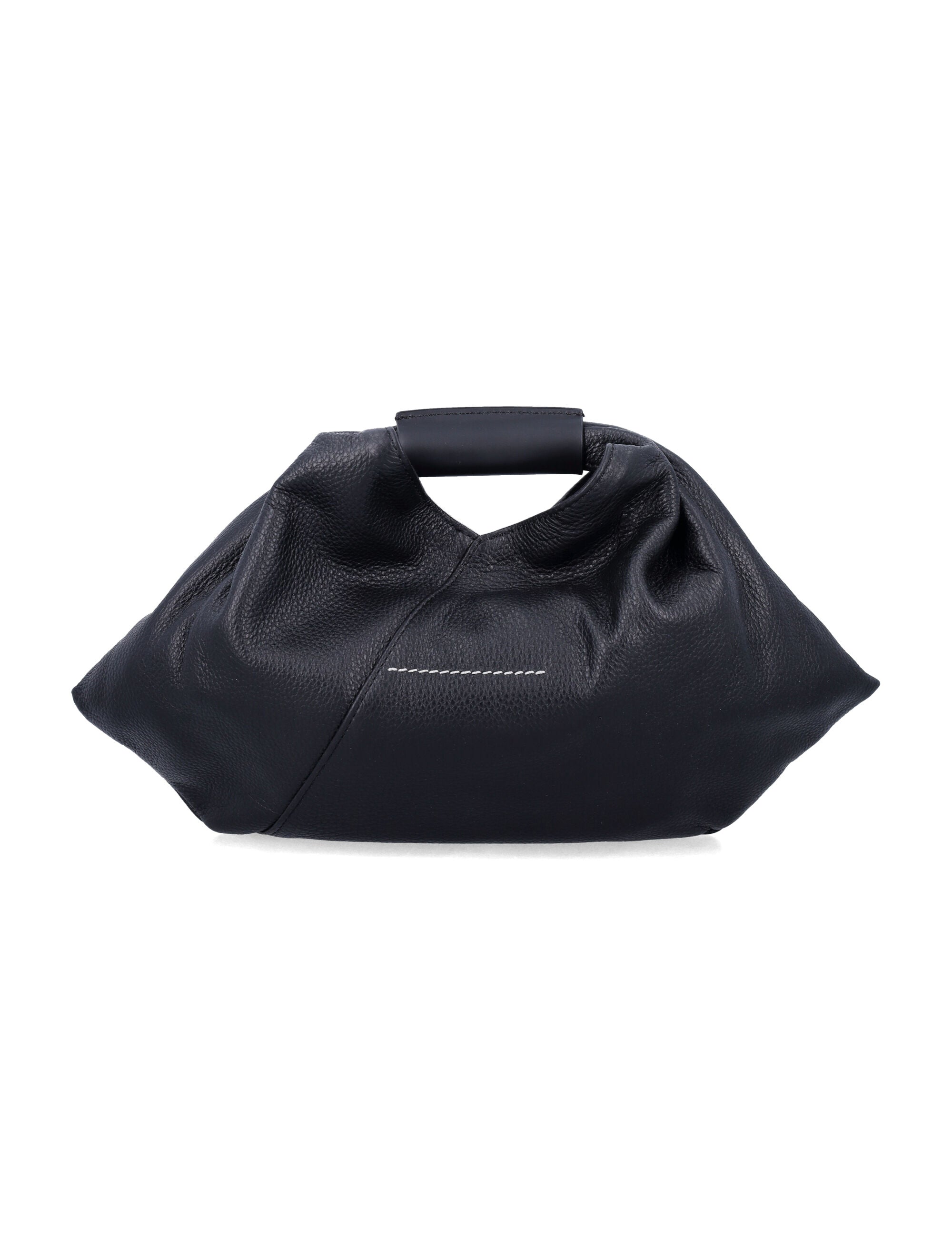 MM6 Grainy Leather Japanese Bag Black Calf Lining Tote