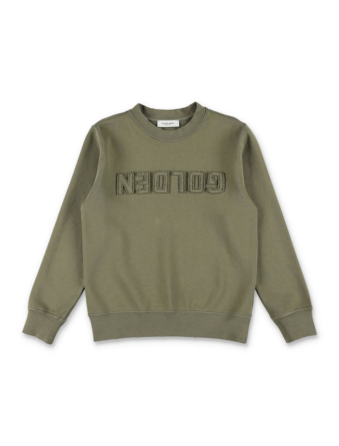 Golden Goose Kids reversed logo sweatshirt Dusty Olive Cotton