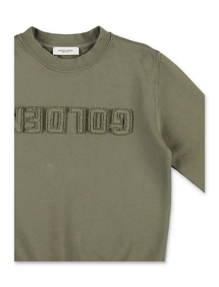 Golden Goose Kids reversed logo sweatshirt Dusty Olive Cotton