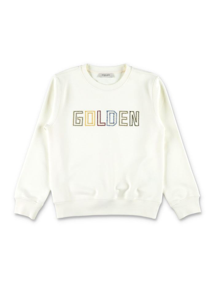 Golden Goose embroidered logo sweatshirt for kids Heritage White Cotton