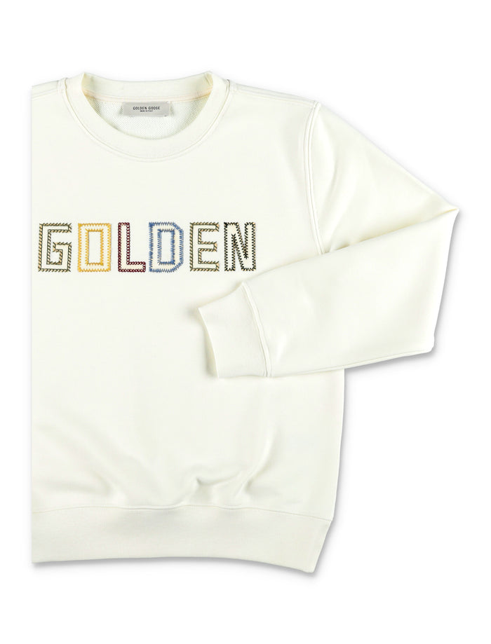 Golden Goose embroidered logo sweatshirt for kids Heritage White Cotton