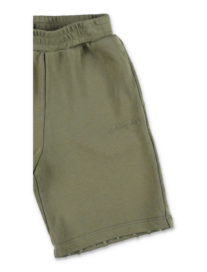 Golden Goose Kids distressed sweatshorts Dusty Olive Cotton Short