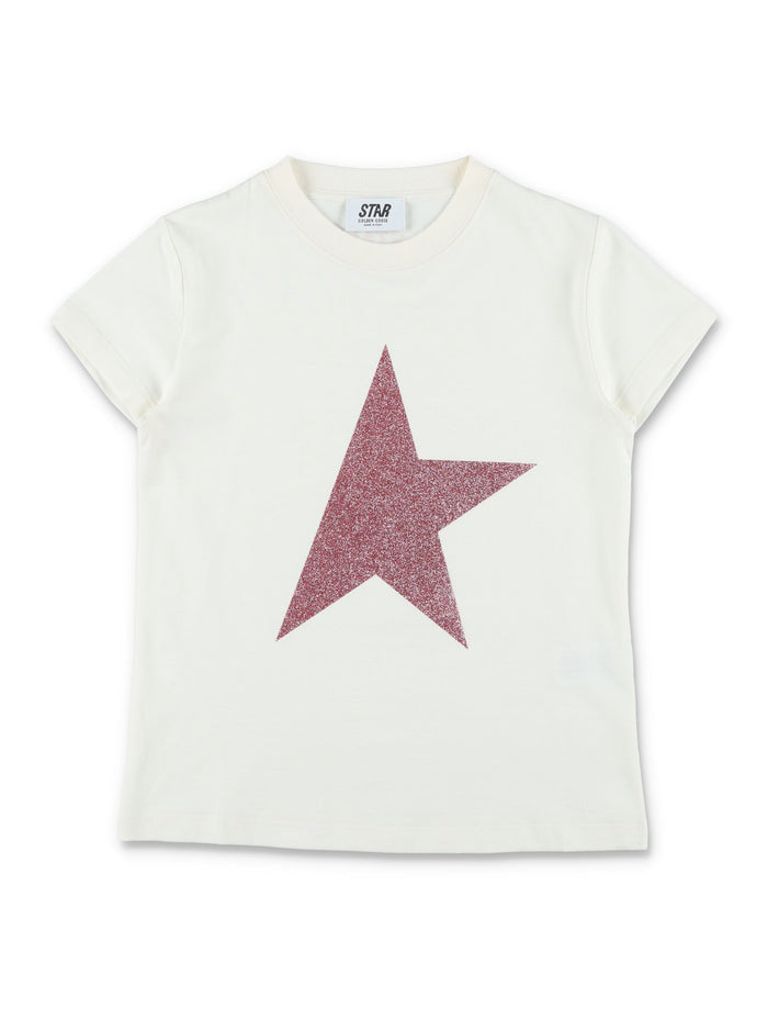 Golden Goose glitter star cotton t-shirt for girls Heritage White Tshirt