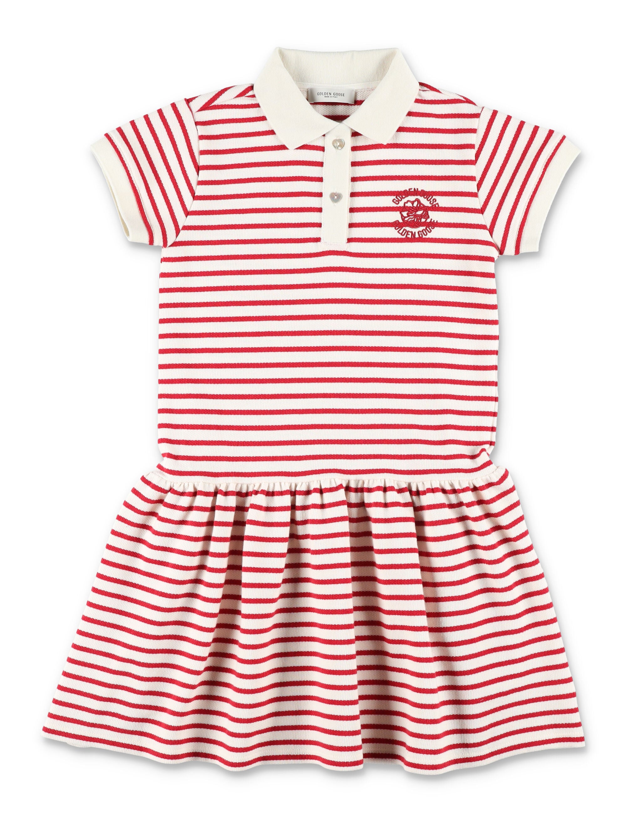 Golden Goose striped polo dress for girls Artic Wolf/red Cotton