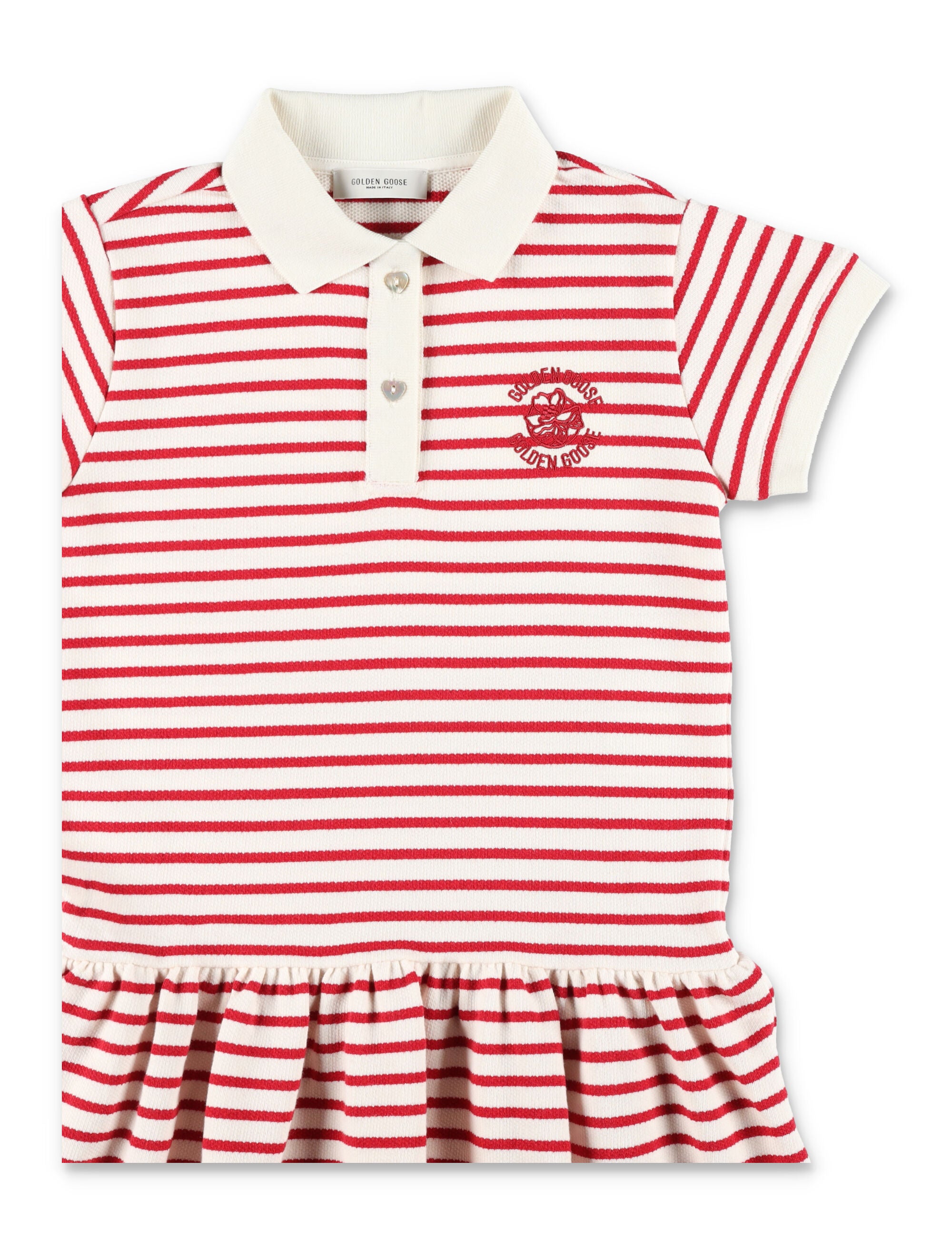 Golden Goose striped polo dress for girls Artic Wolf/red Cotton