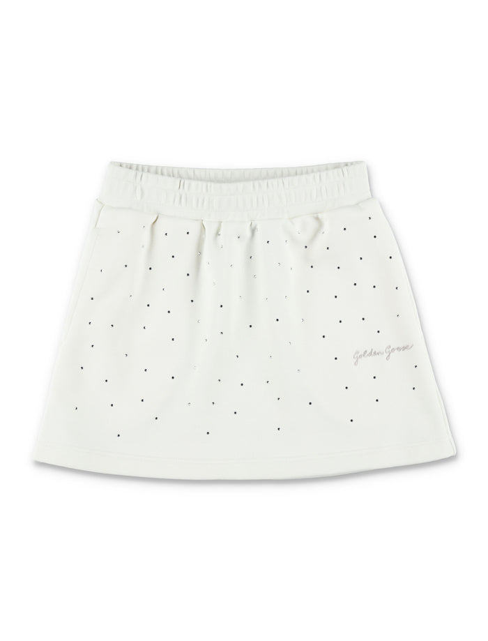 Golden Goose Kids rhinestone sweatskirt Heritage White Cotton Skirt