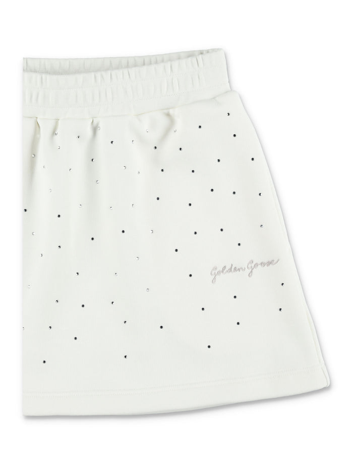 Golden Goose Kids rhinestone sweatskirt Heritage White Cotton Skirt