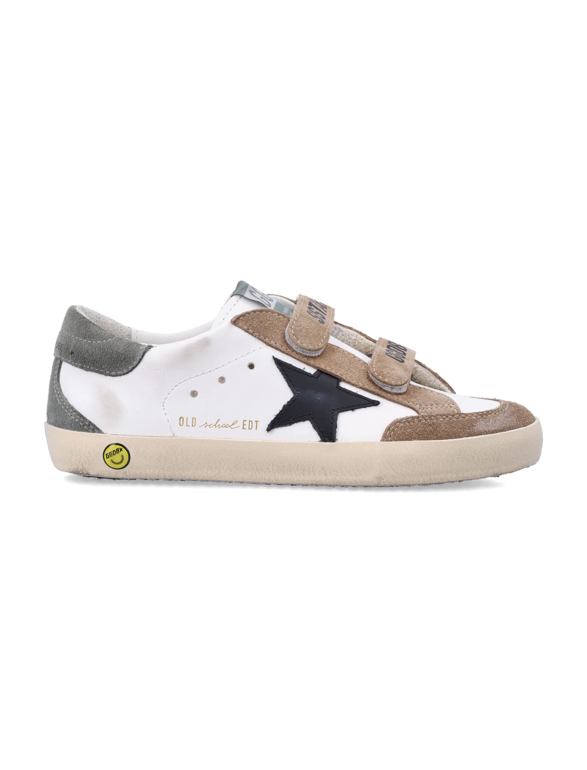 Golden Goose kids Old School white and black star sneakers White/brown Upper