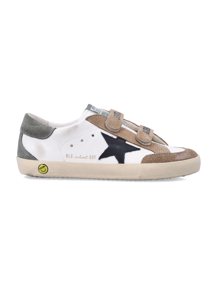 Golden Goose kids Old School white and black star sneakers White/brown Upper