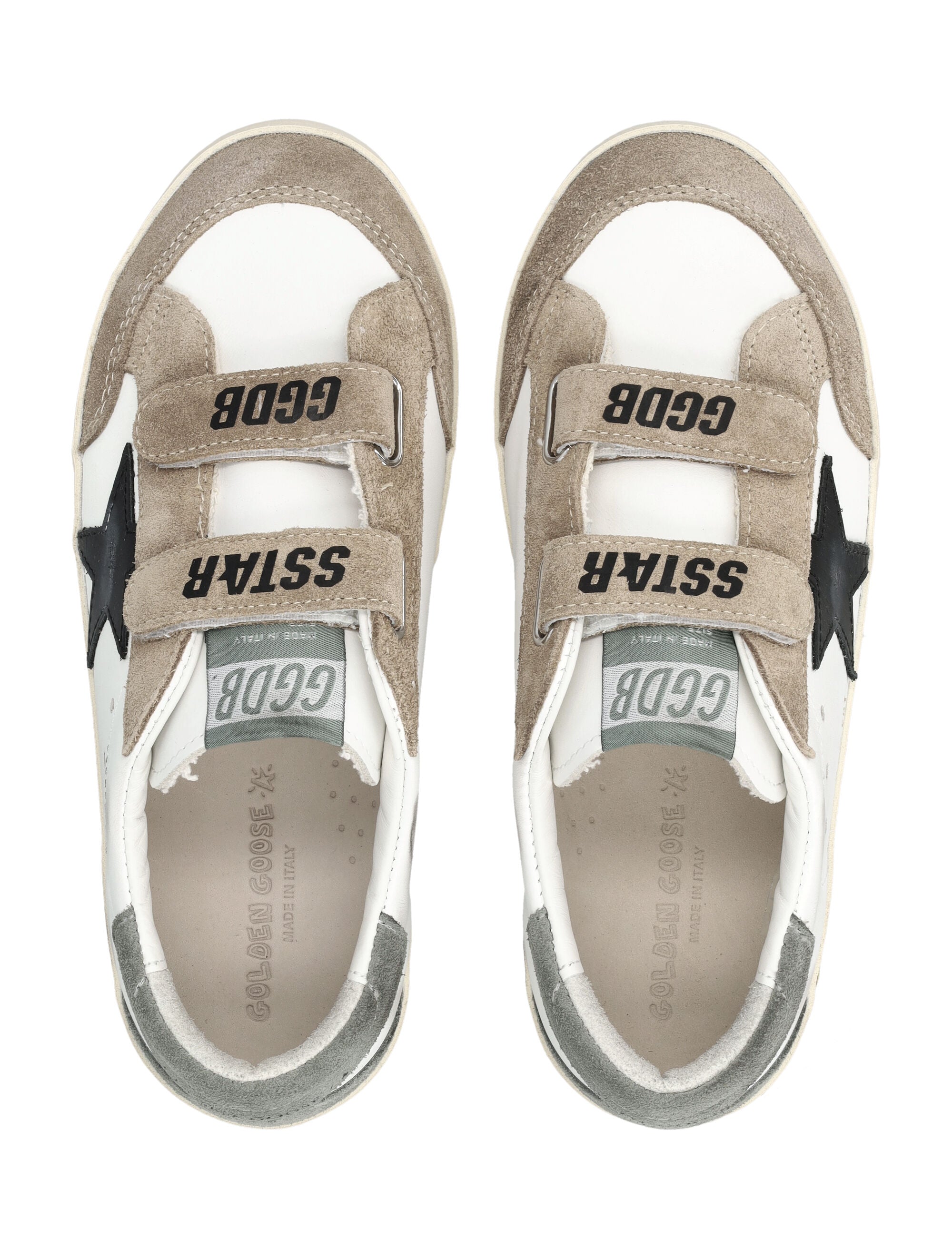 Golden Goose kids Old School white and black star sneakers White/brown Upper