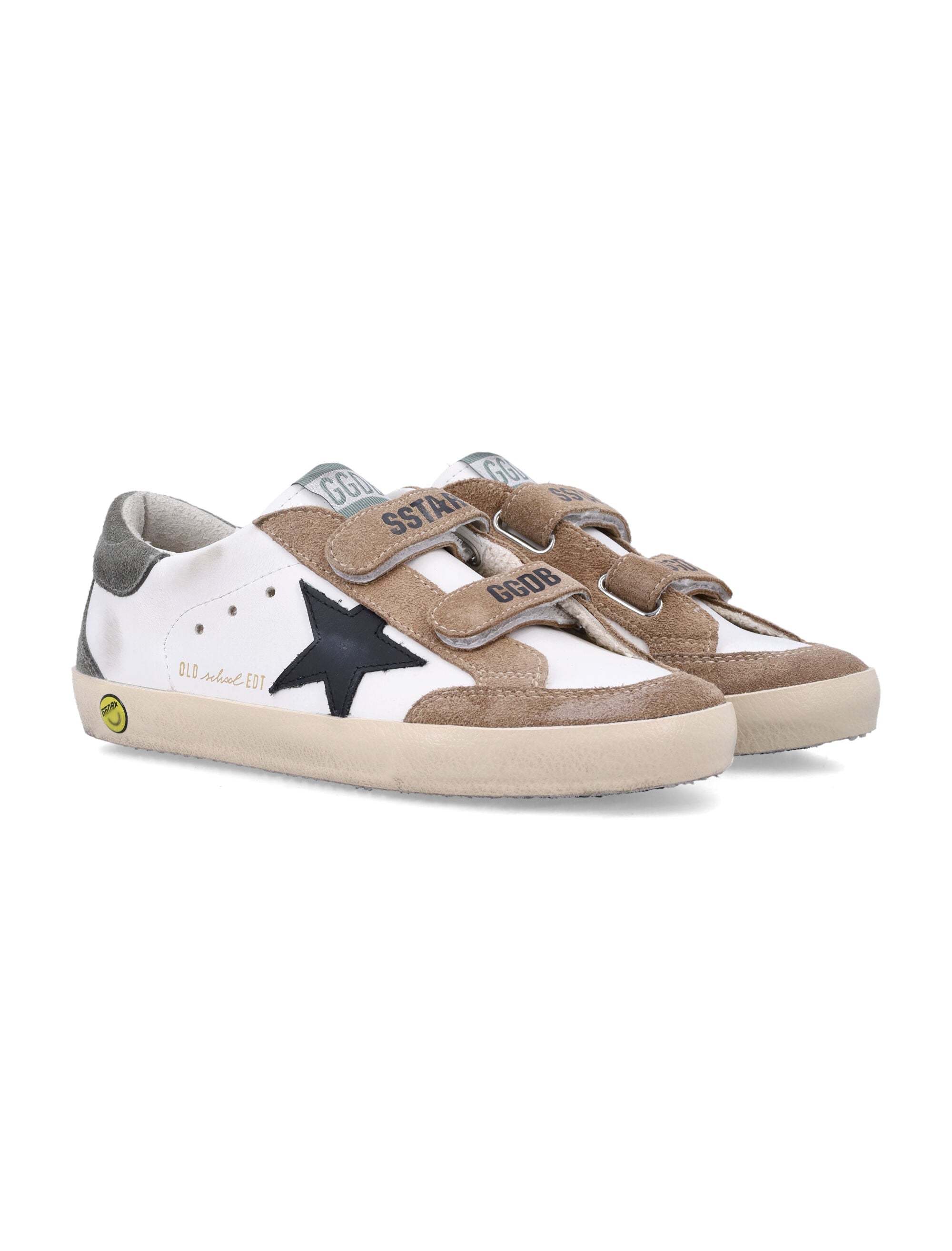 Golden Goose kids Old School white and black star sneakers White/brown Upper