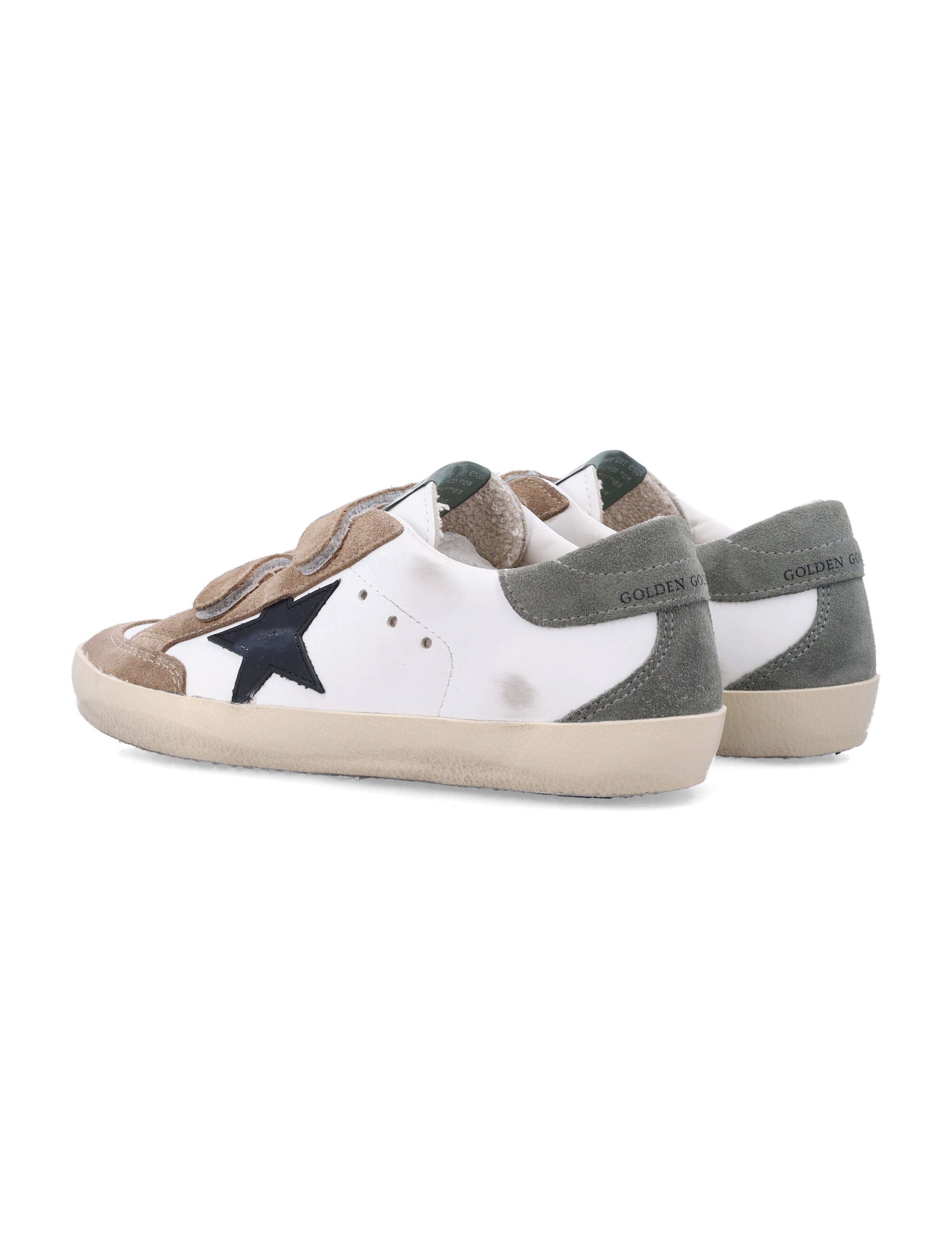 Golden Goose kids Old School white and black star sneakers White/brown Upper