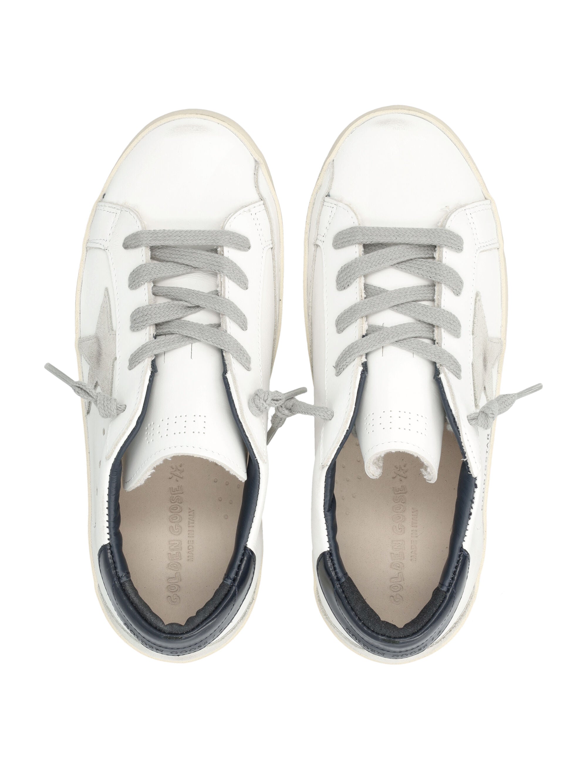 Golden Goose kids Super-Star white and blue leather sneakers White/ice Upper