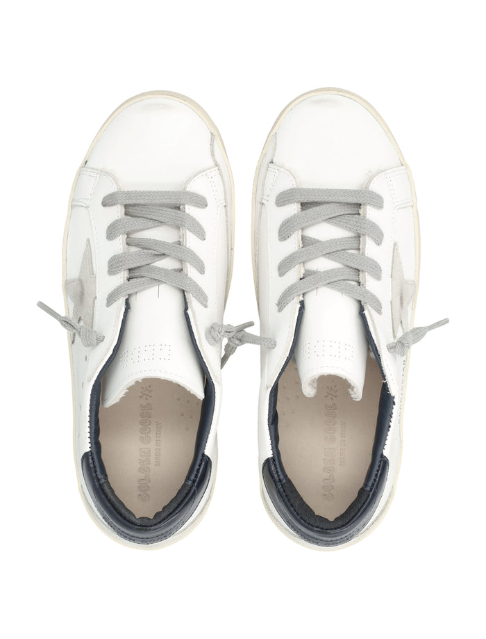 Golden Goose kids Super-Star white and blue leather sneakers White/ice Upper