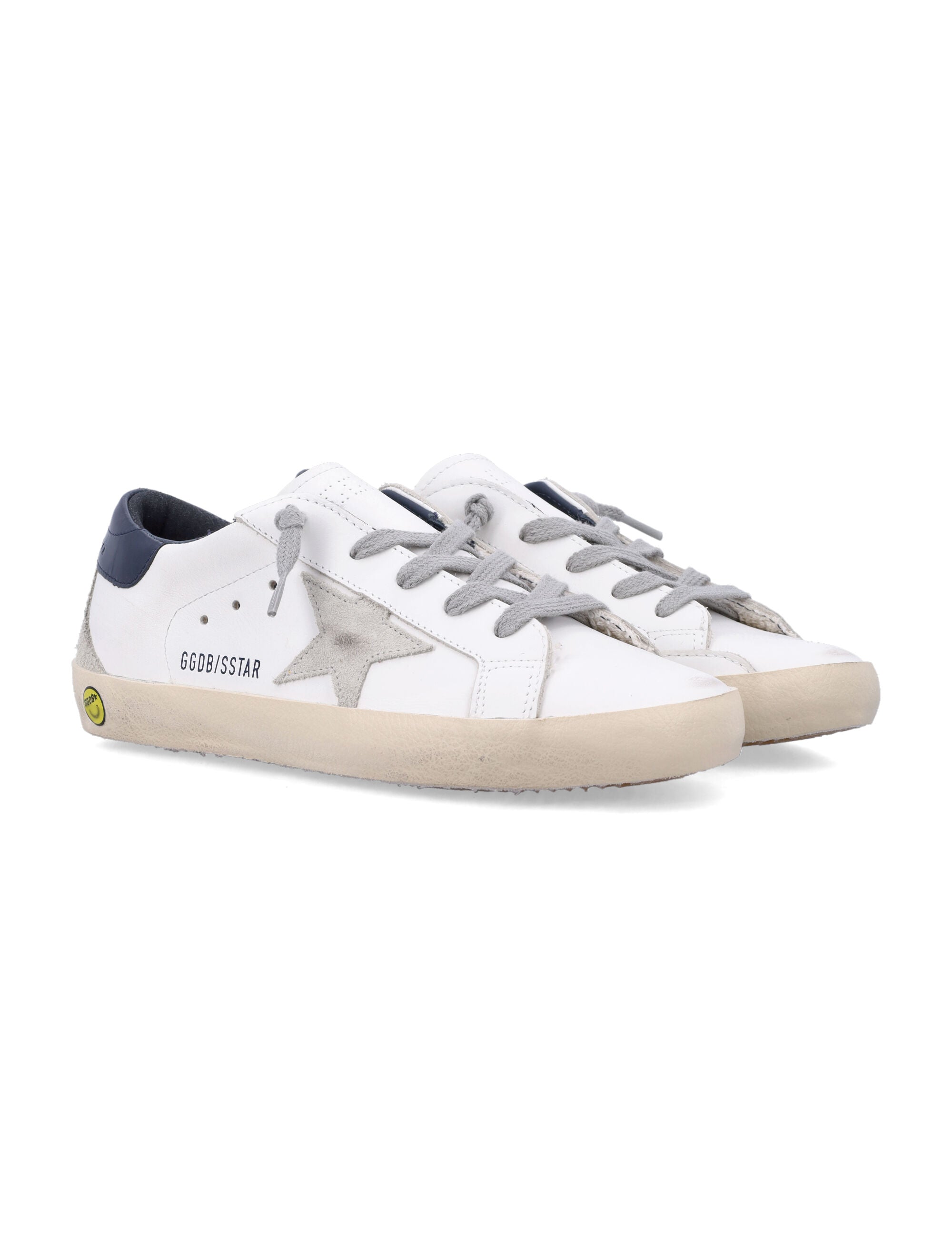 Golden Goose kids Super-Star white and blue leather sneakers White/ice Upper