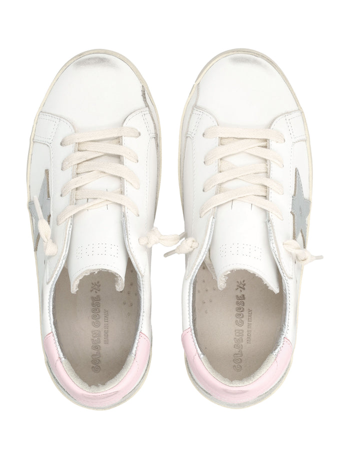Golden Goose kids Super-Star white and pink leather sneakers White/silver Upper