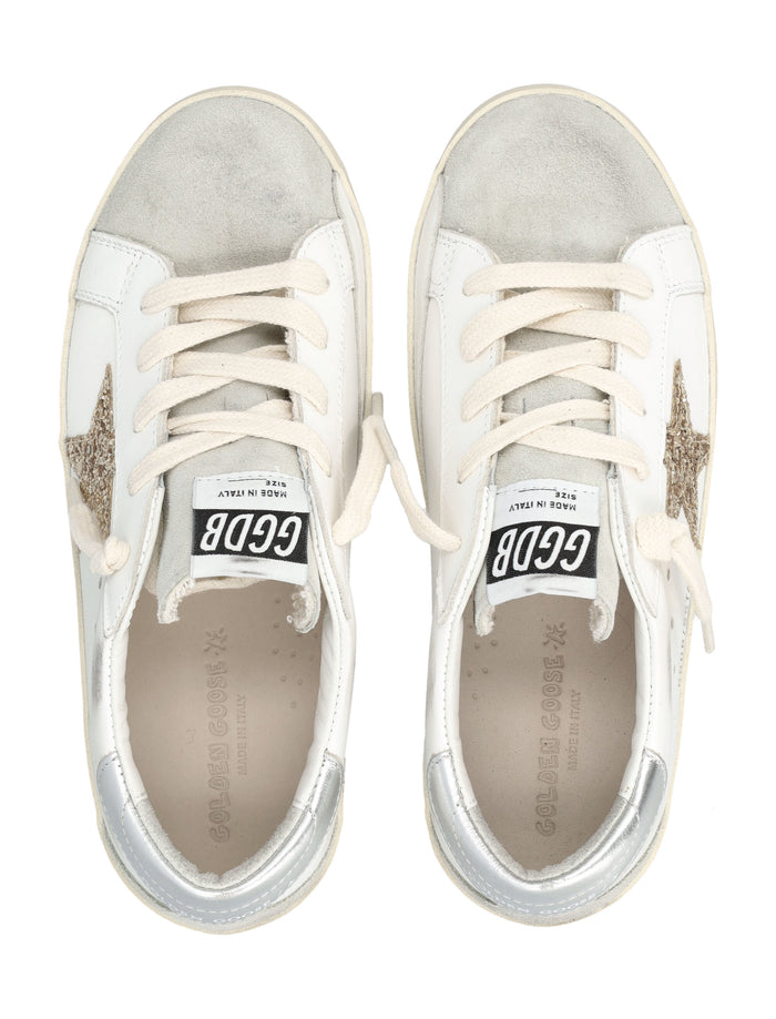 Golden Goose Kids Super-Star white leather sneakers White/ice Upper