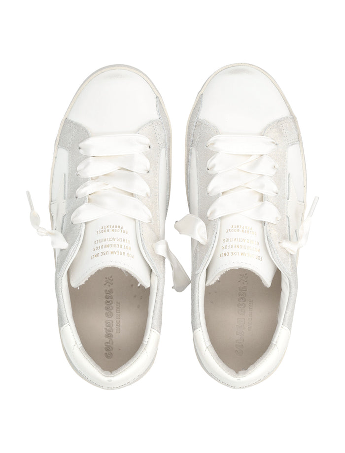 Golden Goose kids Super-Star leather and laminated suede sneakers White/platinum Upper