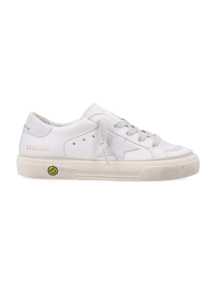 Golden Goose Kids May white nappa leather sneakers Optic Upper