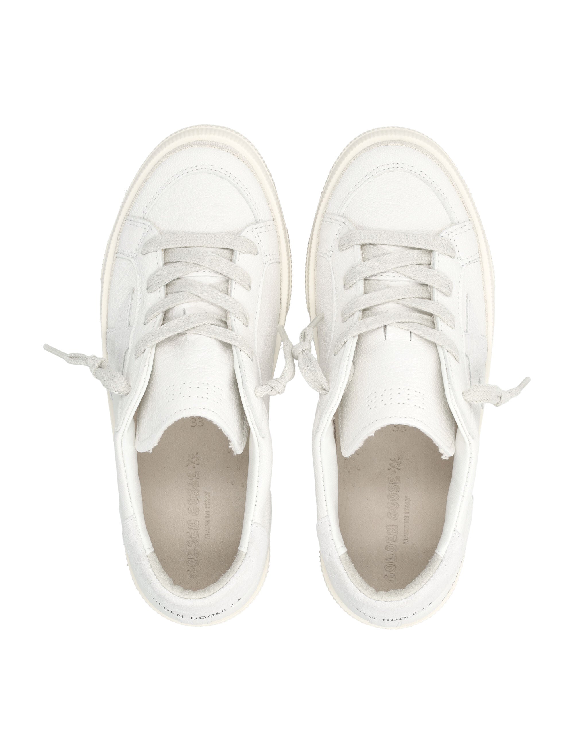 Golden Goose Kids May white nappa leather sneakers Optic Upper