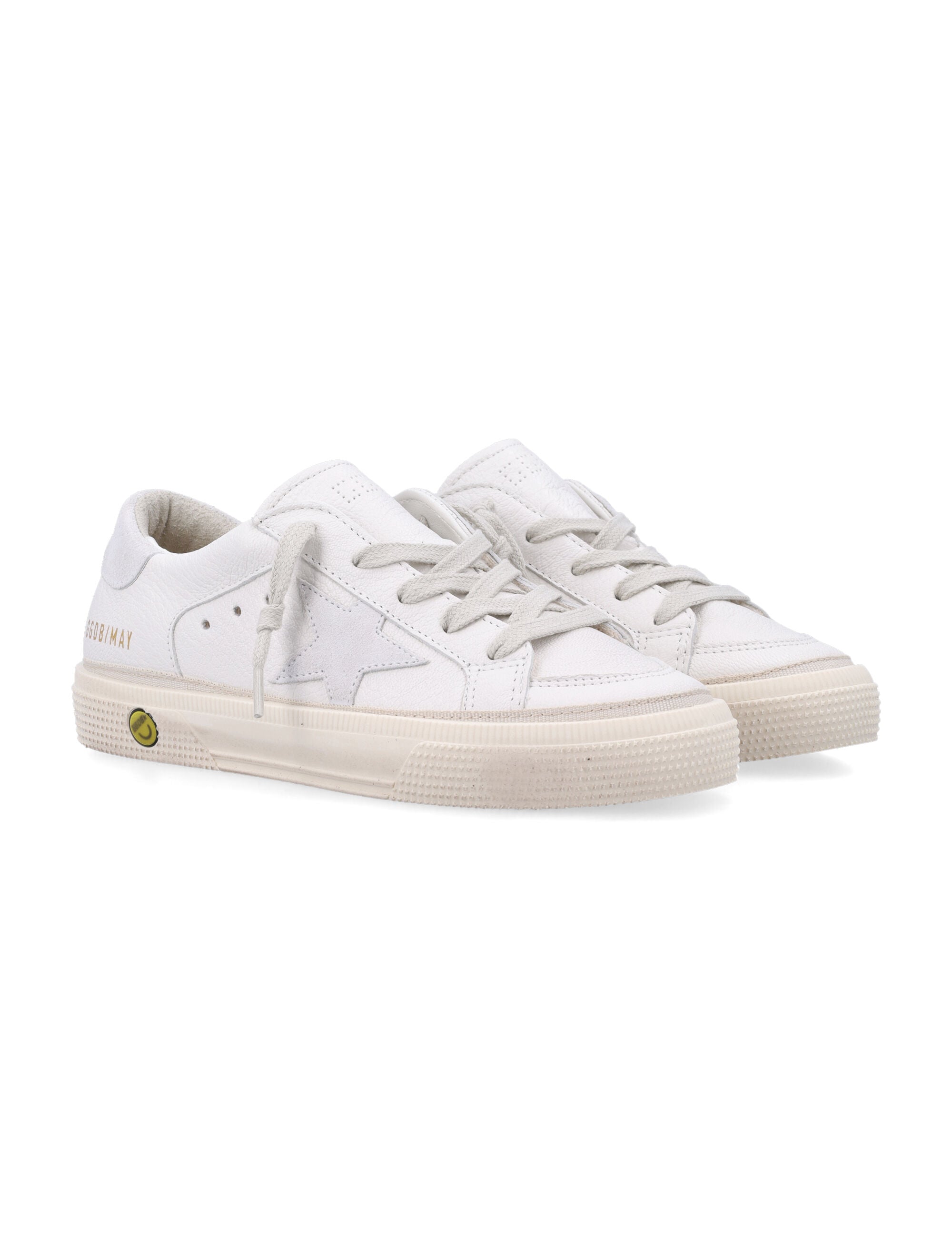 Golden Goose Kids May white nappa leather sneakers Optic Upper