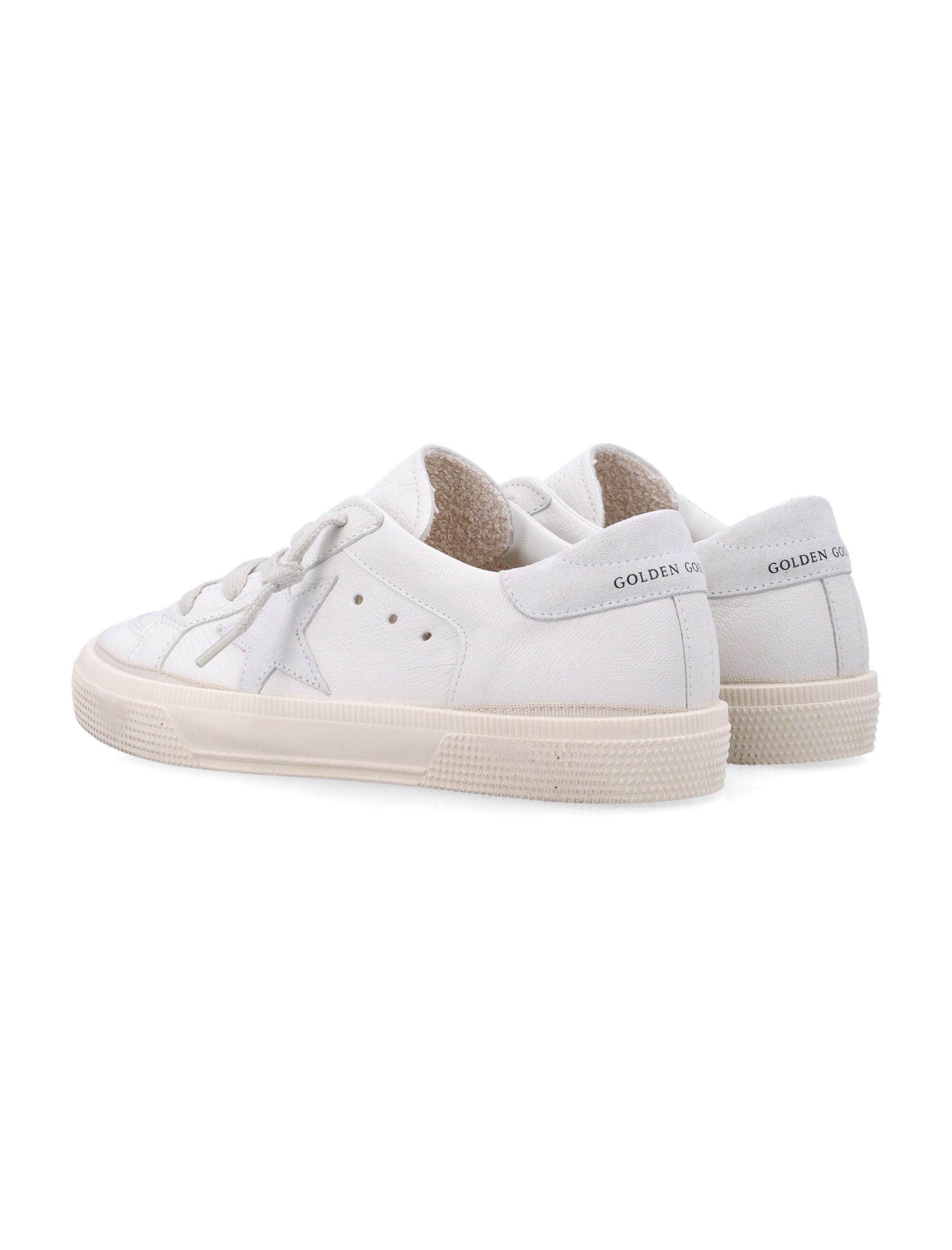 Golden Goose Kids May white nappa leather sneakers Optic Upper