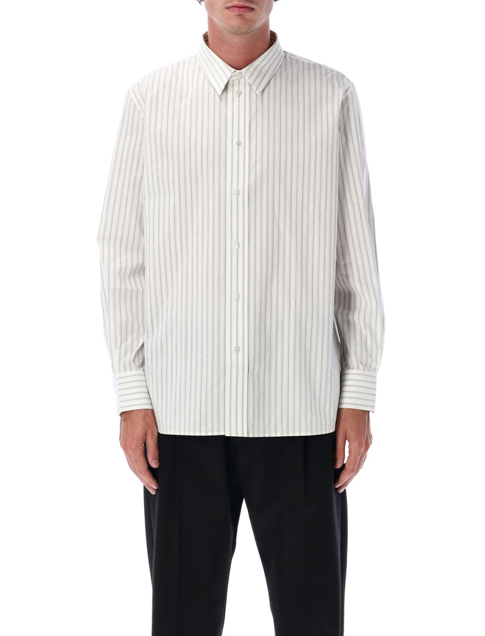 Saint Laurent Cassandre Poplin Stripe Shirt Craie Noire Cotton