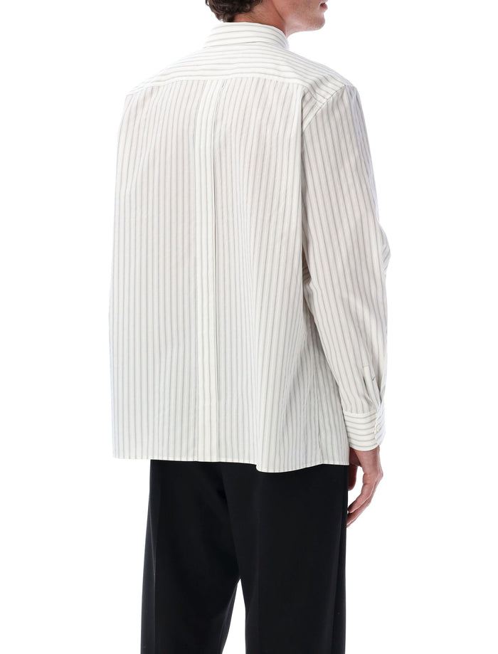 Saint Laurent Cassandre Poplin Stripe Shirt Craie Noire Cotton