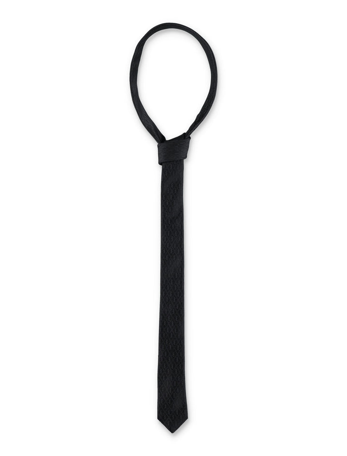 Thin Monogram tie Black Silk