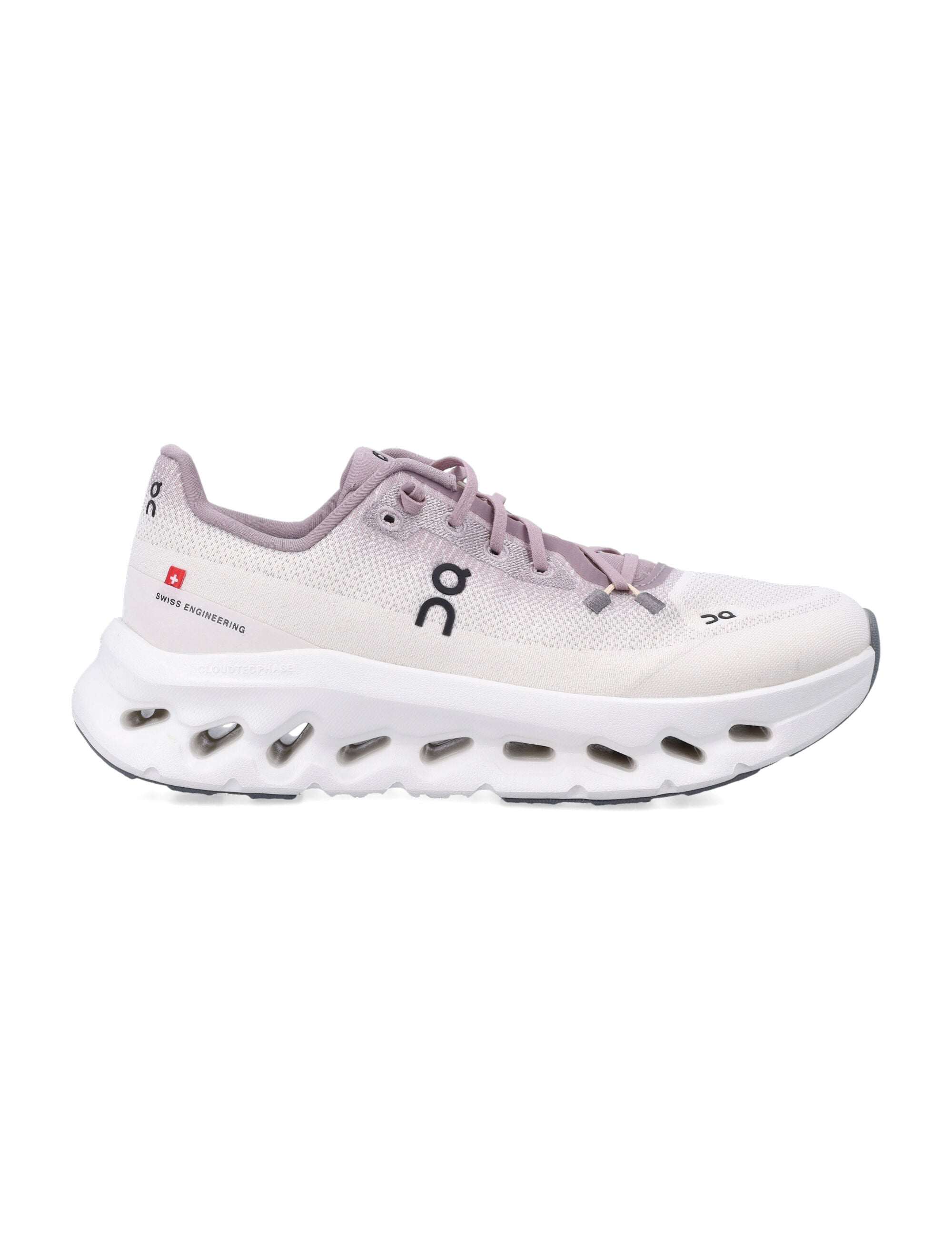 ON Running Cloudtilt Lightweight Womans Sneakers in beige and violet Heron Dew Upper