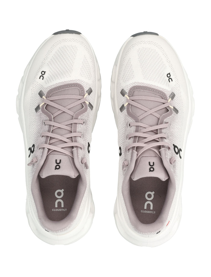 ON Running Cloudtilt Lightweight Womans Sneakers in beige and violet Heron Dew Upper