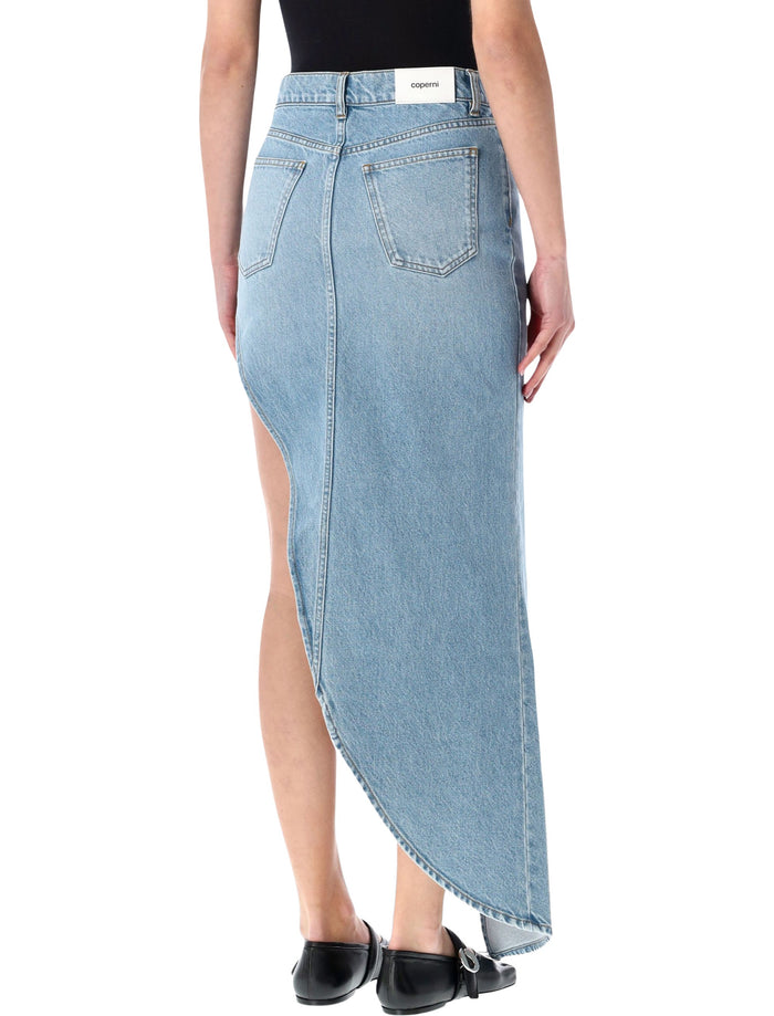Coperni asymmetric denim skirt Light Blue Organic Cotton