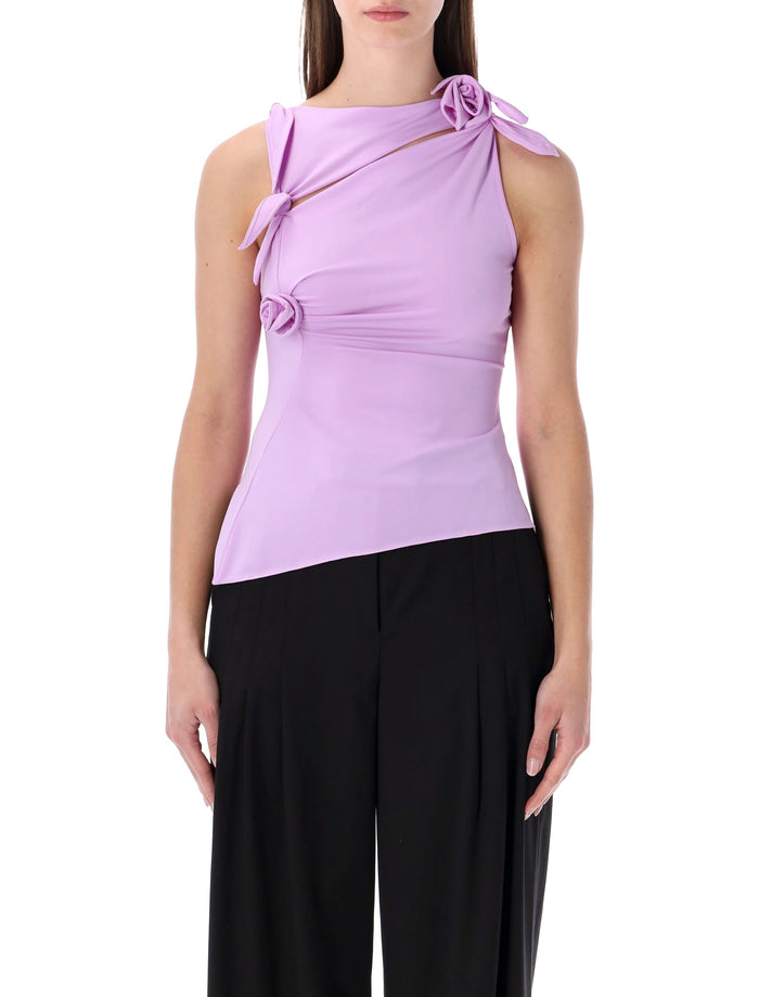 Coperni asymmetric Flower knot top Purple Recycled Polyamide