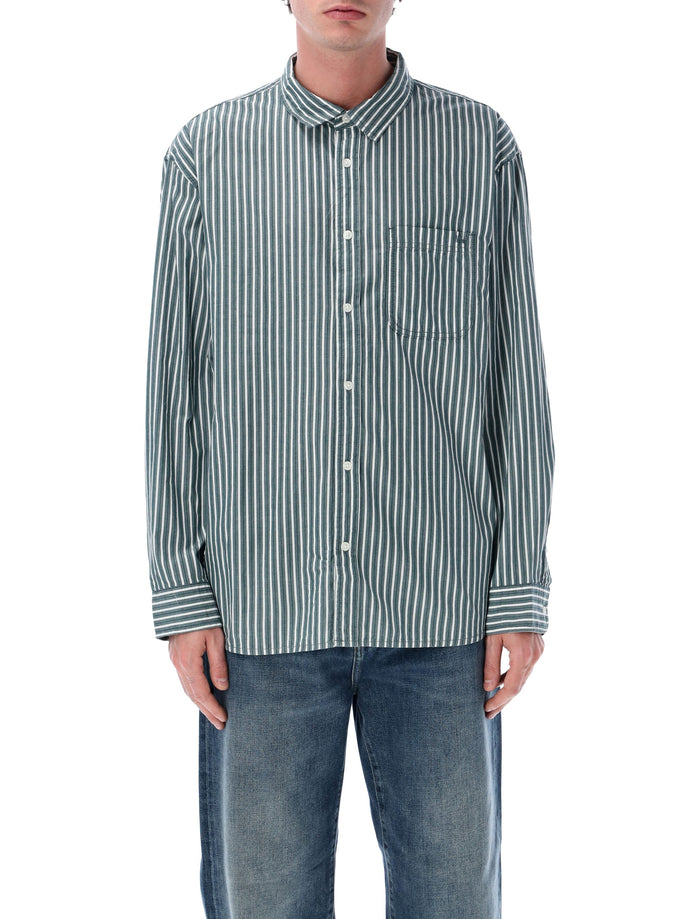 Vans moss Premium Dobby stripe long sleeve shirt Mystic Cotton