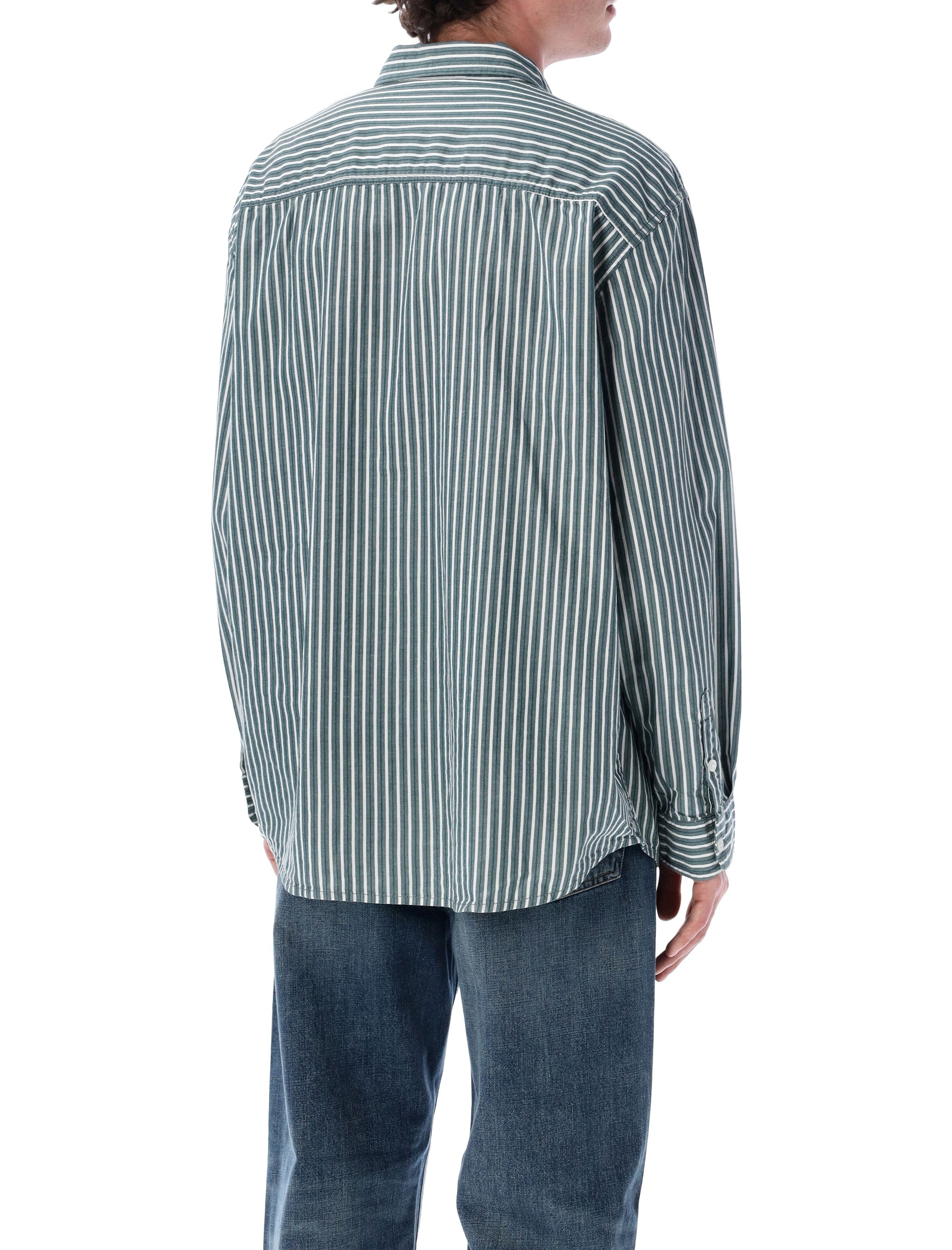 Vans moss Premium Dobby stripe long sleeve shirt Mystic Cotton