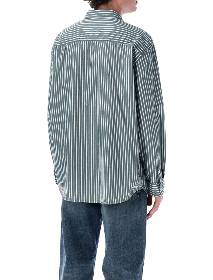 Vans moss Premium Dobby stripe long sleeve shirt Mystic Cotton