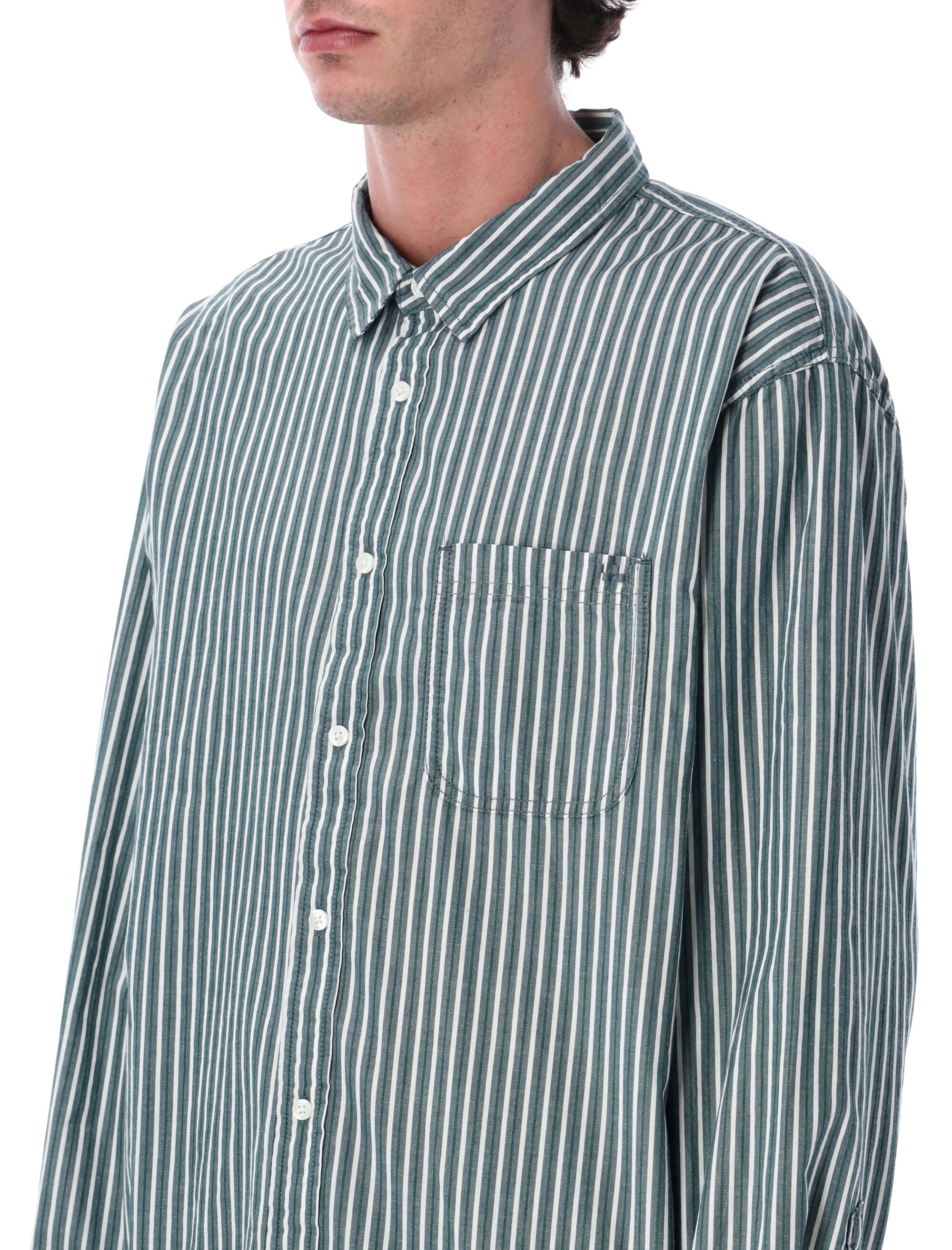 Vans moss Premium Dobby stripe long sleeve shirt Mystic Cotton