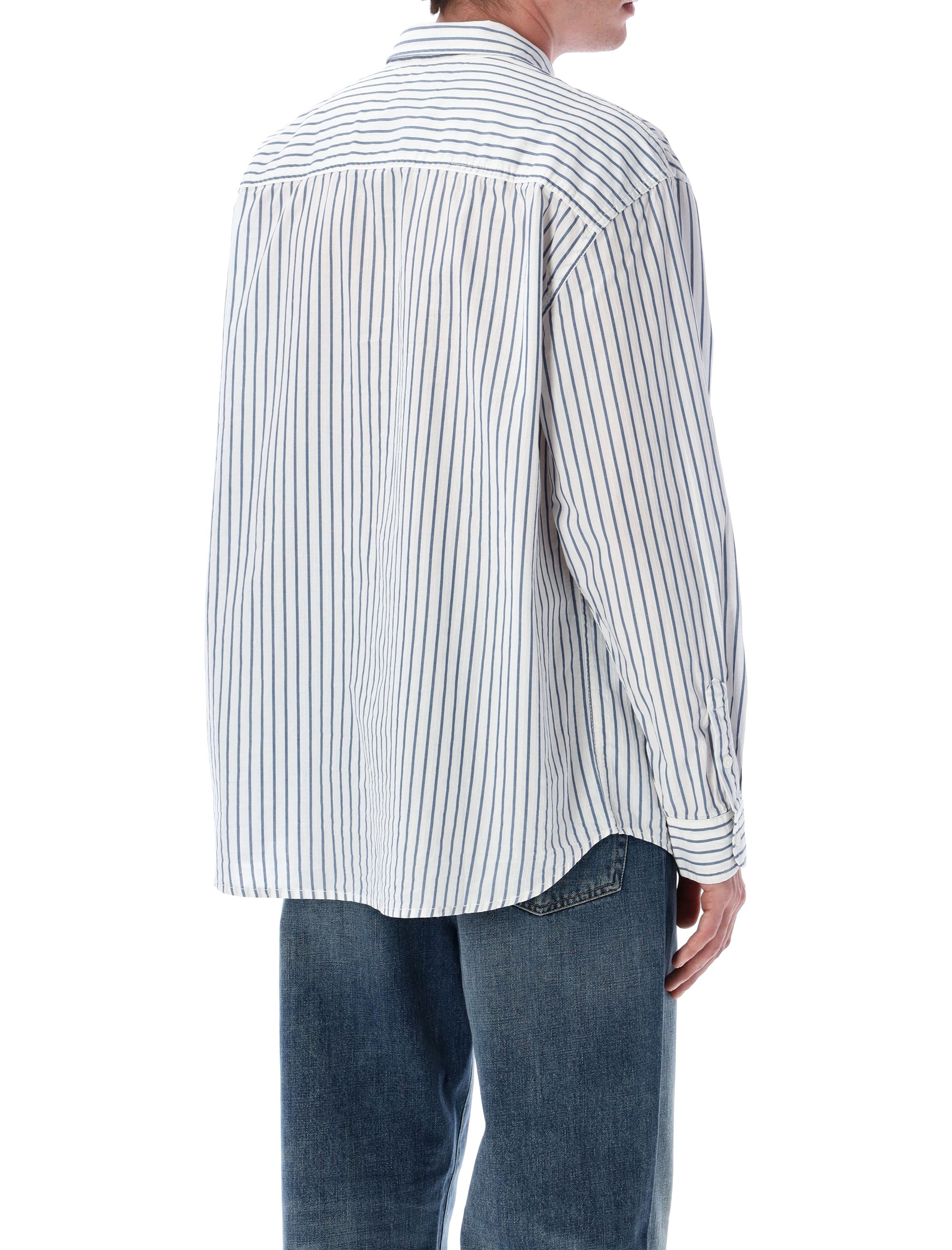 Vans white Premium Dobby stripe long sleeve shirt White/blue Cotton