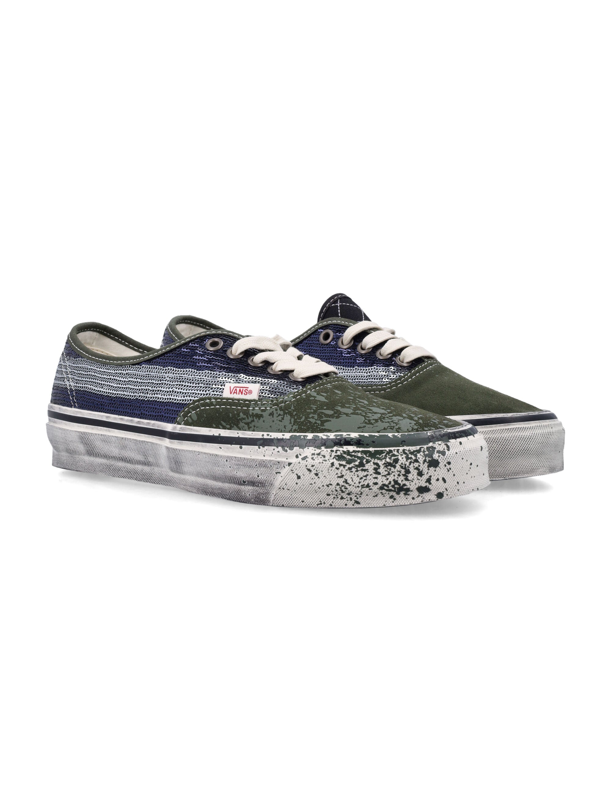 Vans Authentic Premium Low-Top Sneakers - Green And Blue Green/blue Leather Panels