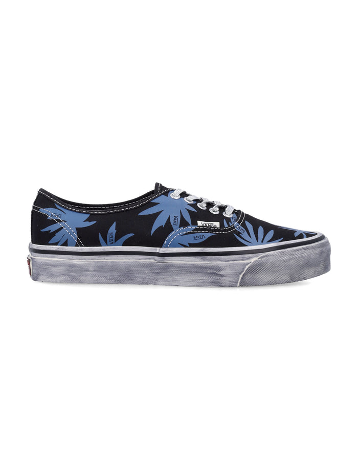 Vans Authentic Premium Canvas Shoes Black And Blue Print Cotton Sole Sneaker