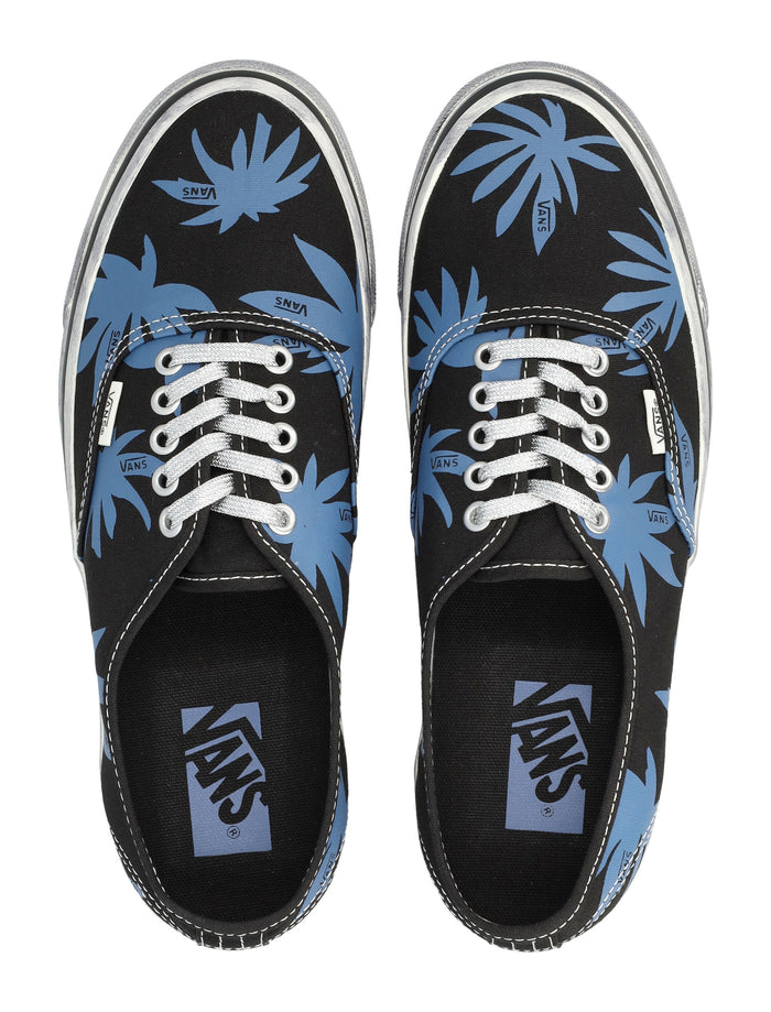 Vans Authentic Premium Canvas Shoes Black And Blue Print Cotton Sole Sneaker