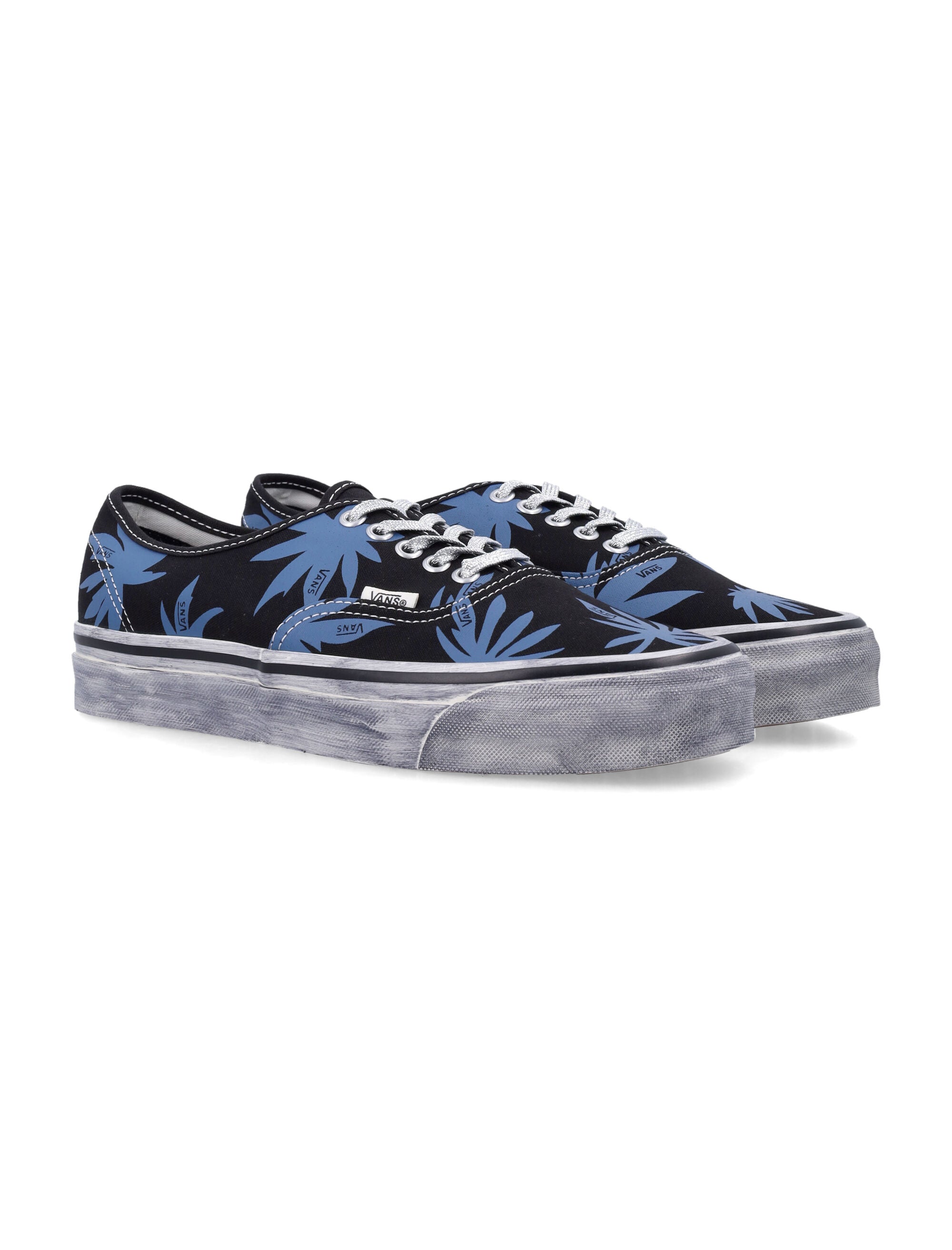 Vans Authentic Premium Canvas Shoes Black And Blue Print Cotton Sole Sneaker