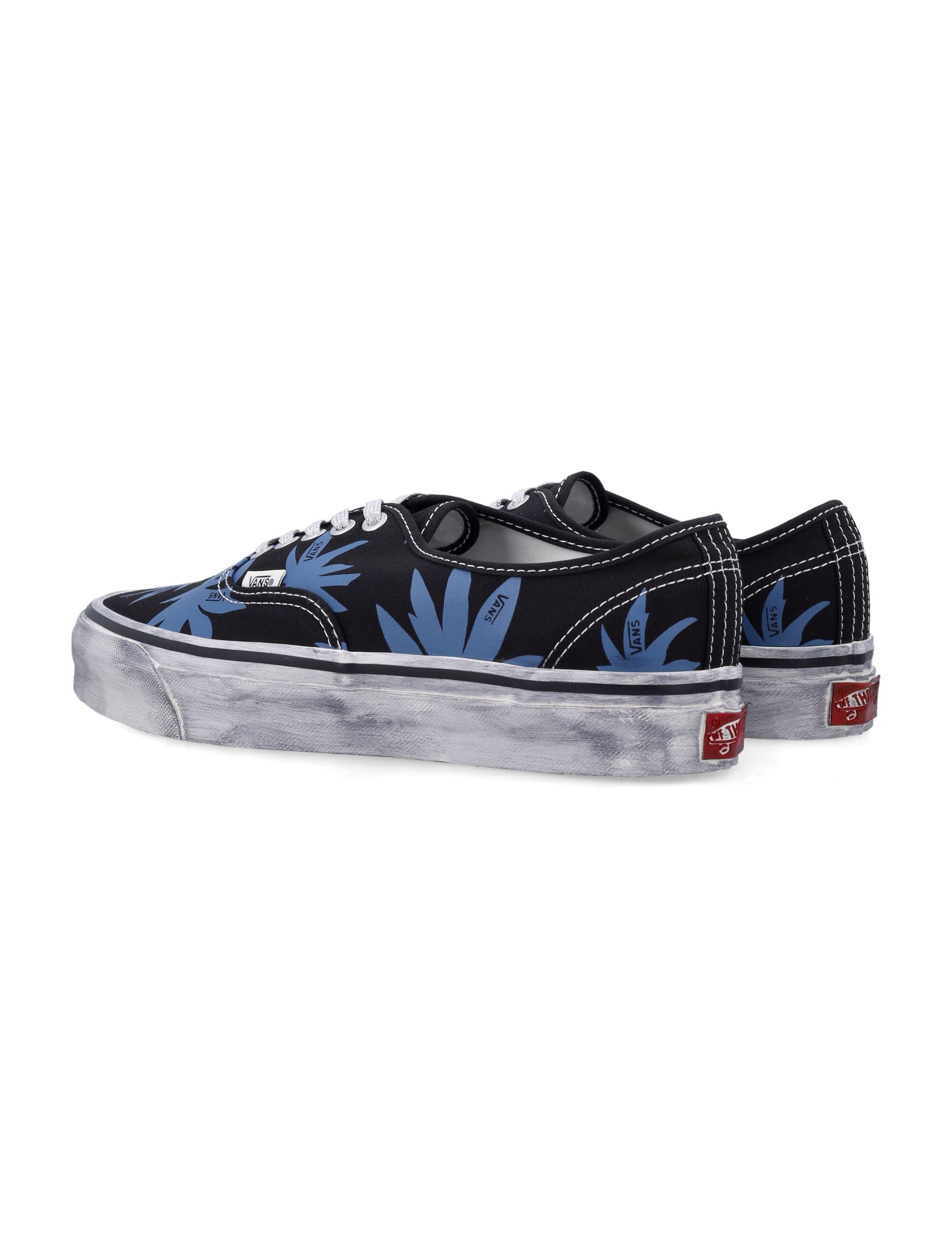 Vans Authentic Premium Canvas Shoes Black And Blue Print Cotton Sole Sneaker