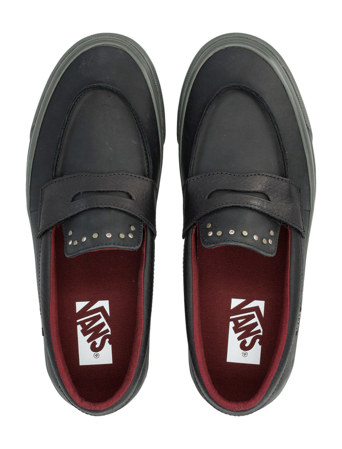 Vans Black Leather Skate Premium Loafers Hardware Sole Sneaker