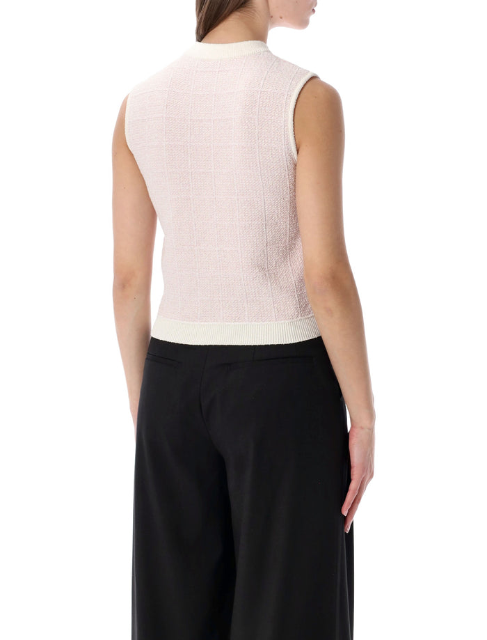 Balmain tweed crop top with buttons Rose Pale Cotton