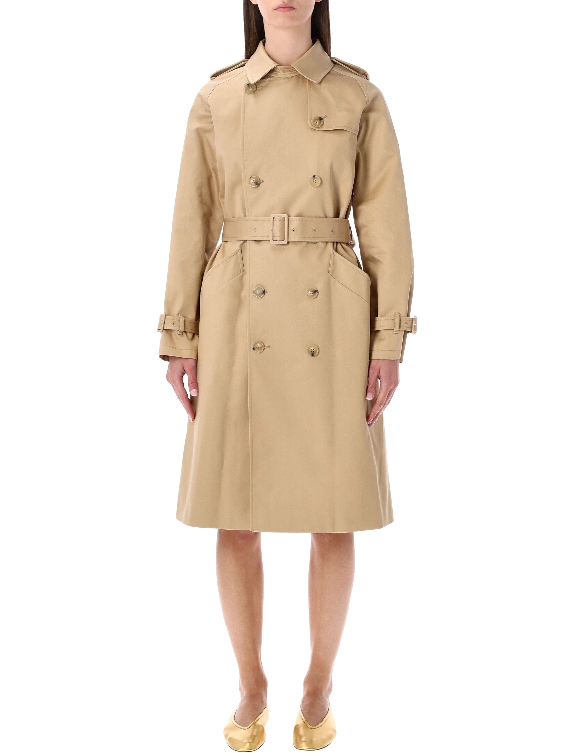 A.p.c. Greta Trench Coat Beige Waterproof Gabardine Cotton