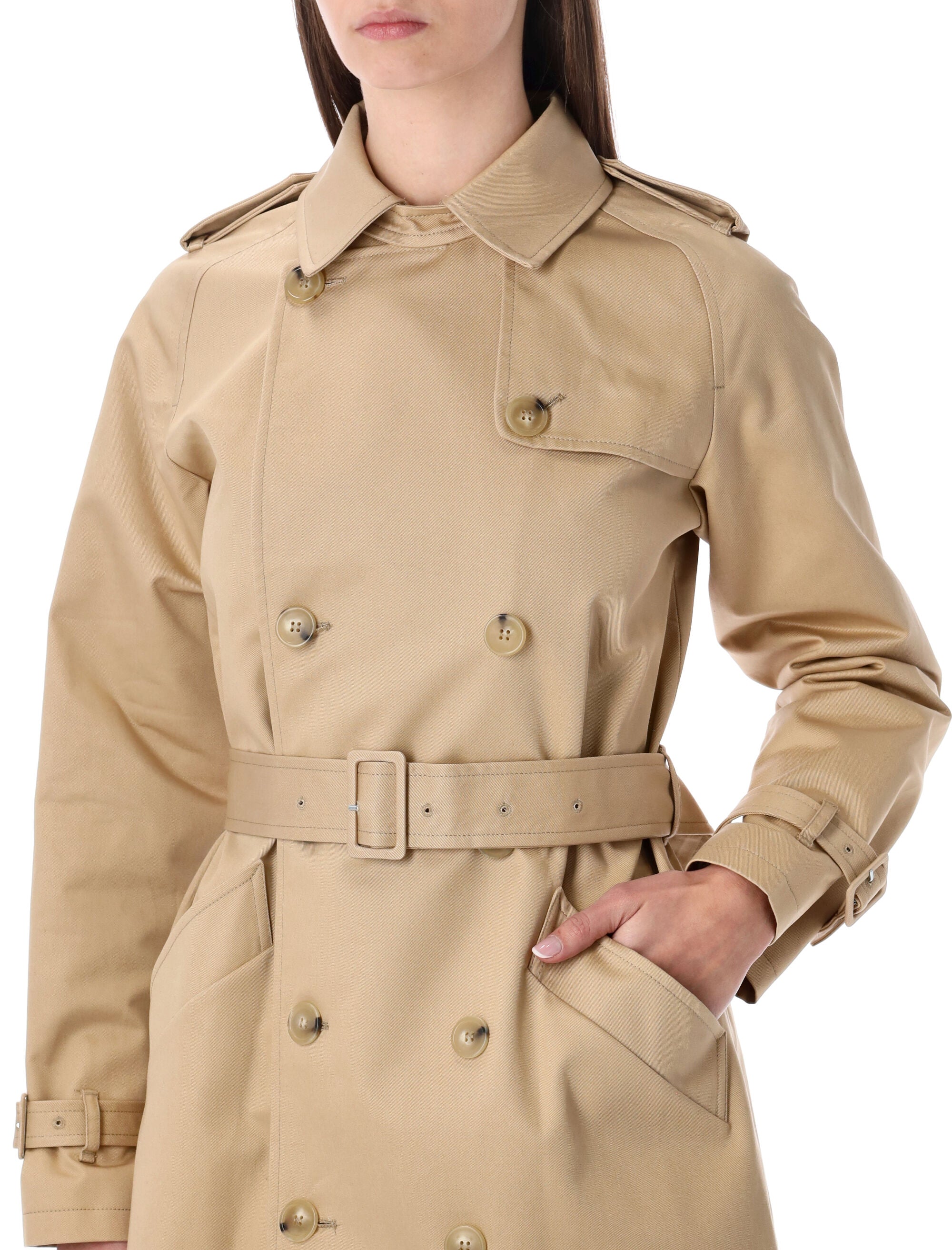 A.p.c. Greta Trench Coat Beige Waterproof Gabardine Cotton
