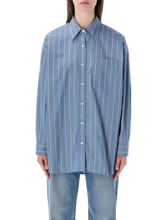 A.p.c. Striped Cotton Shirt Steel Blue
