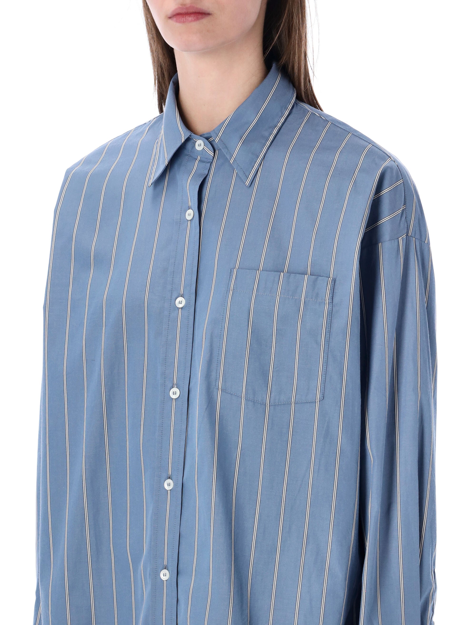 A.P.C. striped cotton shirt Steel Blue